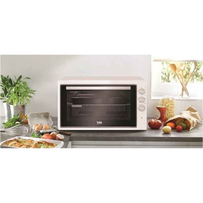 Mini horno - BEKO - BC50W - 50 L - Convección natural - 4 funciones - 2 ventanas - Puerta de cristal desmontable - Blanco 1