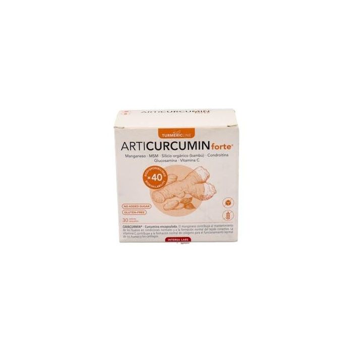 INTERSA Articurcumin Forte 30 Sobres – Cúrcuma, Manganeso y Vitamina C para Articulaciones, Huesos y Cartílagos