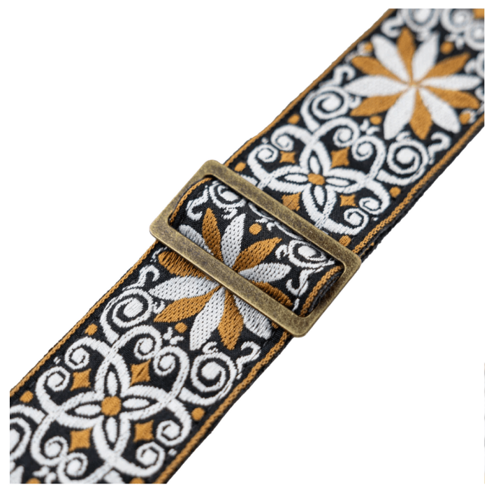 Correa Levy'S Vintage Hootenanny Series 2" Con Soporte Para Púas - Amarillo Y Blanco Levys 2