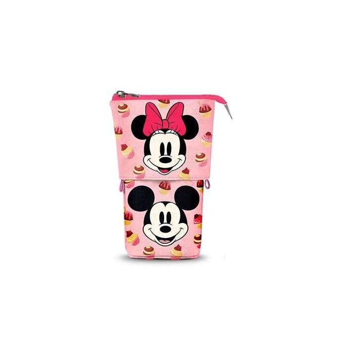 Karactermania Estuche Portatodo Vertical Minnie Mouse Muffin + 2 Bolígrafos Borrables 10 Colores Gel Tinta Azul Rosa Poliéster Abs Plástico Ideal Niñas 3 Años
