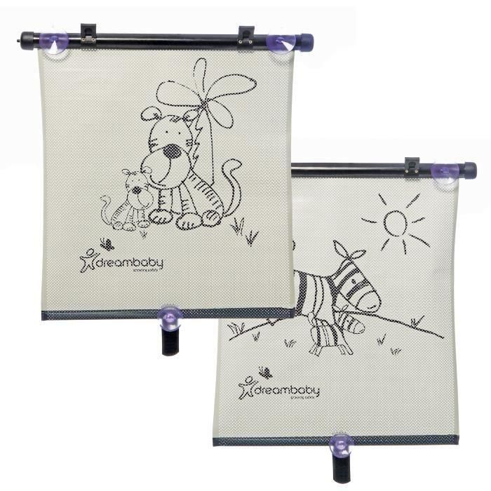 Estor enrollable para ventana de coche - DREAMBABY - Estampado de cebra y tigre de doble cara - Ajustable (2 unidades) Estor enrollable para ventana de coche - DREAMBABY - Estampado de cebra y tigre de doble cara - Ajustable (2 unidades)
