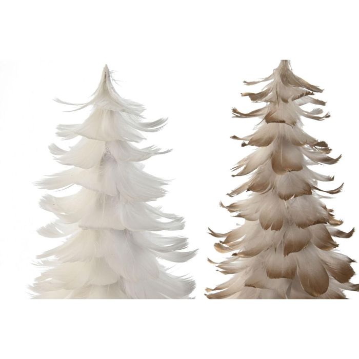 DKD Home Decor Árbol de Navidad Moderno de 46 cm Alto, Decorativo de Pluma y Cartón Dorado Blanco (Pack 2 Unidades) 2 DKD Home Decor Árbol de Navidad Moderno de 46 cm Alto, Decorativo de Pluma y Cartón Dorado Blanco (Pack 2 Unidades) 2