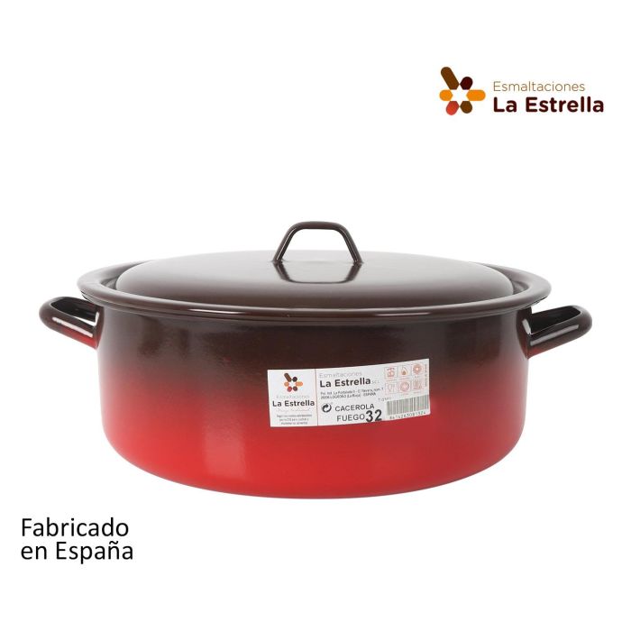 Cacerola Esmaltada con Tapa 32 cm - 9.3L Fuego - La Estrella (4 Unidades) Cacerola Esmaltada con Tapa 32 cm - 9.3L Fuego - La Estrella (4 Unidades)