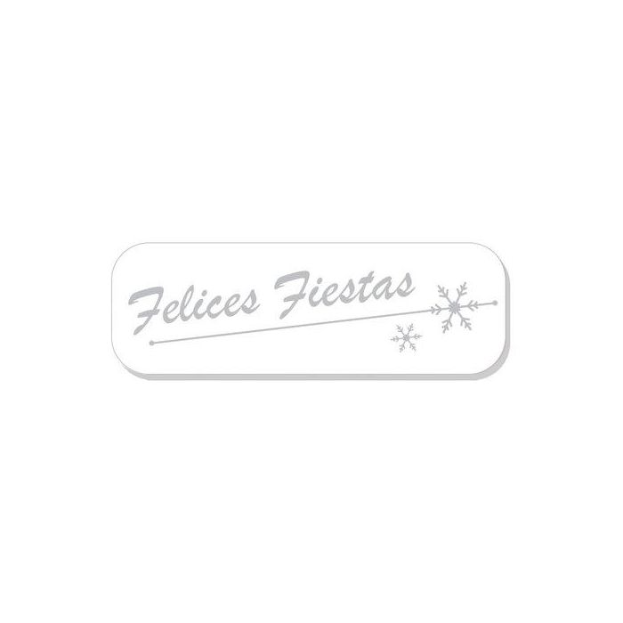 Etiquetas Regalo Adh. Holograficas Rollo 250 Uds. 45X15 Felices Fiestas Blanco