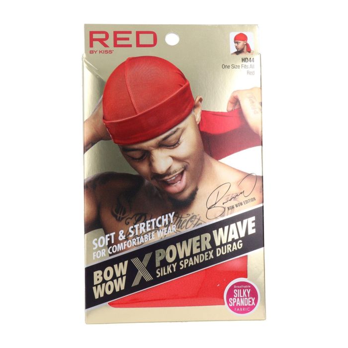 Red Kiss Durag Red Capa De Cabello Silky Spandex Power Wave