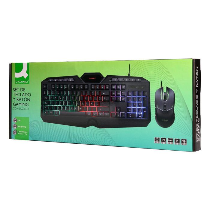 Set Teclado Y Raton Q-Connect Gaming Con Cable E Iluminacion Led Color Negro 11