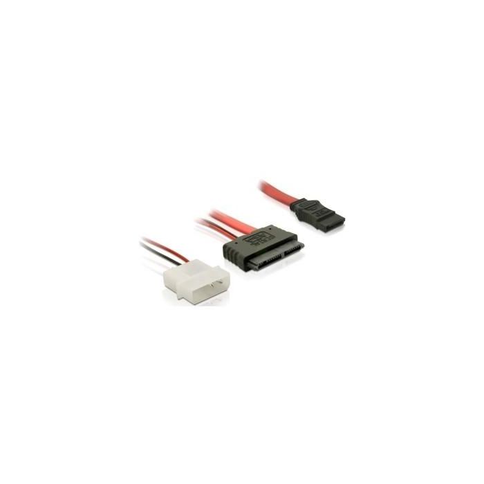DeLOCK Cable Micro SATA FM + 2-Pin Power + SATA 0,3m, SATA 7-pin, Rojo