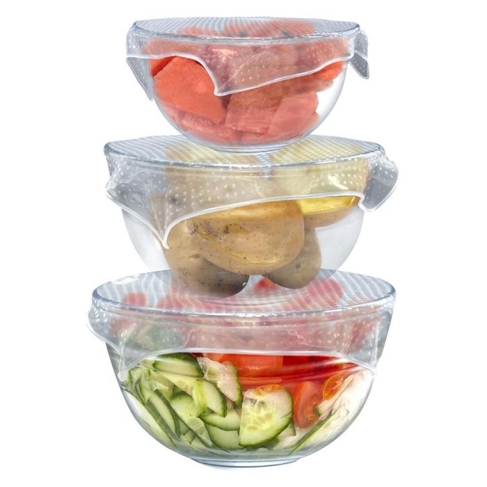 Cook Concept Juego de 3 Tapas de Silicona Estirables para Recipientes, Reutilizables, 3 Tamaños (22, 26, 30 cm) 1