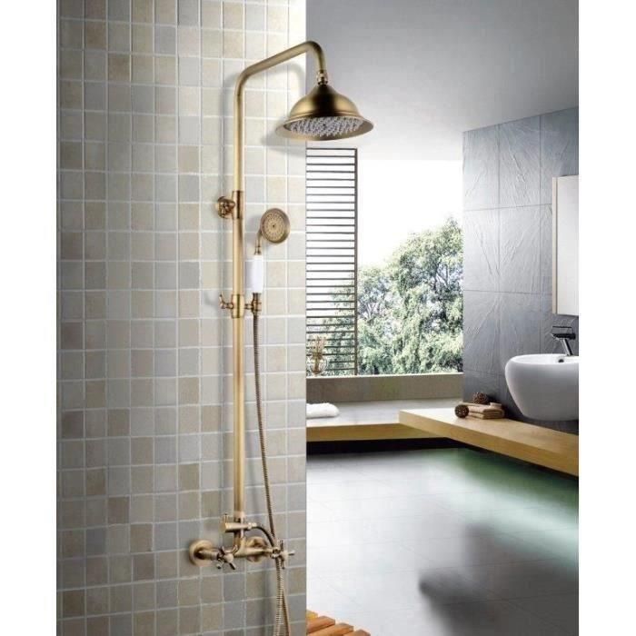 ROUSSEAU Panel de ducha con grifo monomando Retro - Bronce antiguo 2 ROUSSEAU Panel de ducha con grifo monomando Retro - Bronce antiguo 2