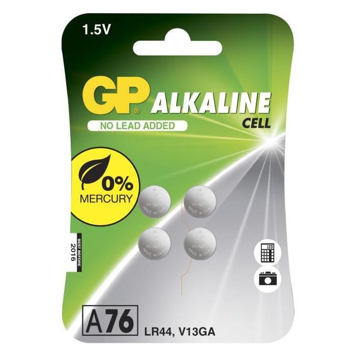 GP GP Alkaline Cell Battery - A76, 1-pack x 4 pcs. GP GP Alkaline Cell Battery - A76, 1-pack x 4 pcs.