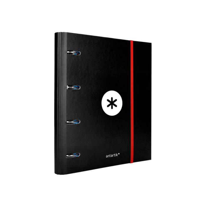 Antartik Carpeta con recambio A4 cuadro 5mm forrada 4 anillas 40mm redondas con solapa color negro 4