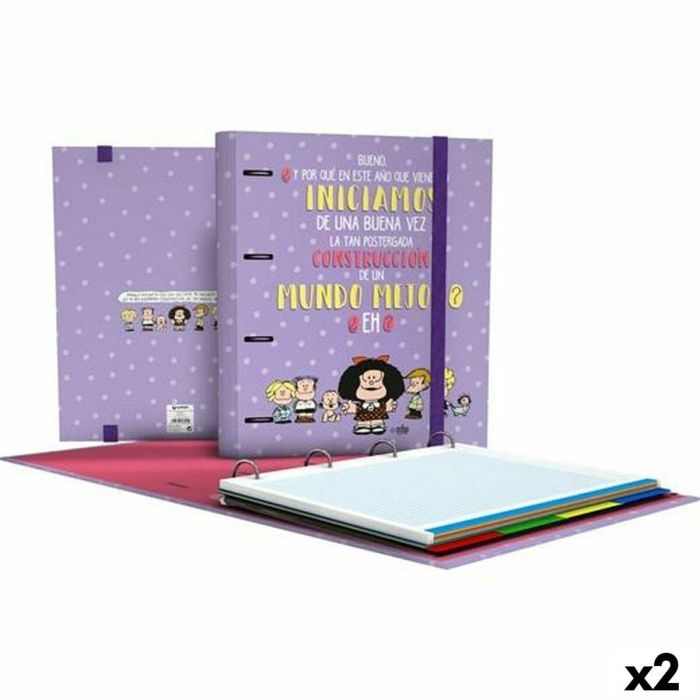 Carpeta de anillas Mafalda Carpebook Lila A4 (2 Unidades) Carpeta de anillas Mafalda Carpebook Lila A4 (2 Unidades)