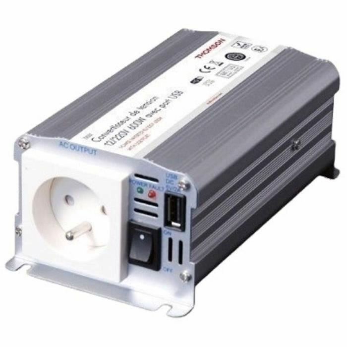 Thomson THO3513767310215 Convertidor de Tensión 12/220 V 600 W con Toma USB