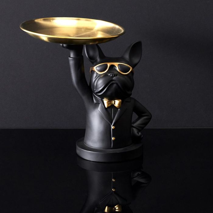 Home Deco Factory Vaciabolsillos Bulldog Camarero Negro Escultura Decorativa Galerie 20x15xh21.5cm 5