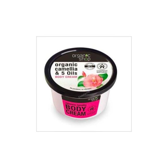ORGANIC SHOP Crema Corporal Reafirmante Camelia y 5 Aceites Orgánicos 250ml Piel Suave y Aterciopelada Sin Parabenos Ni Siliconas