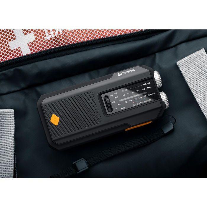 Sandberg Survivor All-in-1 2000 Radio Multifunción con Powerbank, Altavoz, Linterna y Carga Solar/Manivela 11