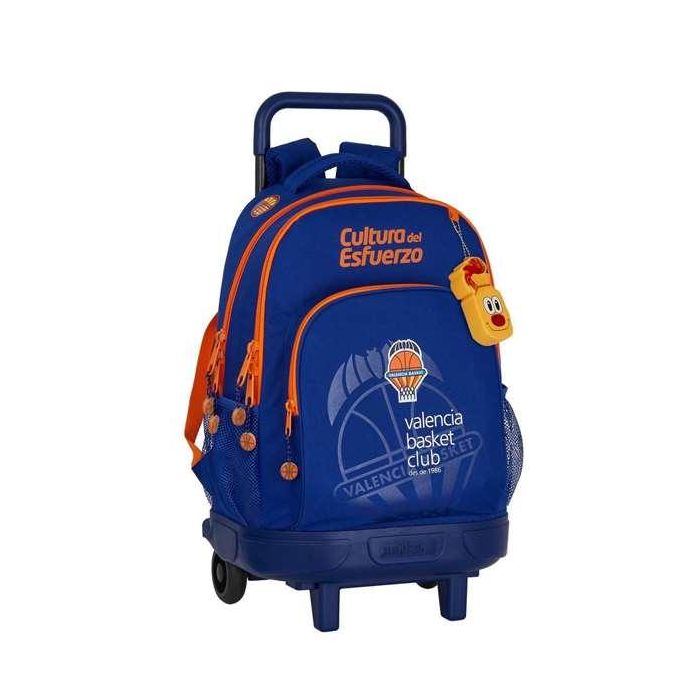 Mochila Escolar con Ruedas Compact Valencia Basket M918 Azul Naranja (33 x 45 x 22 cm)