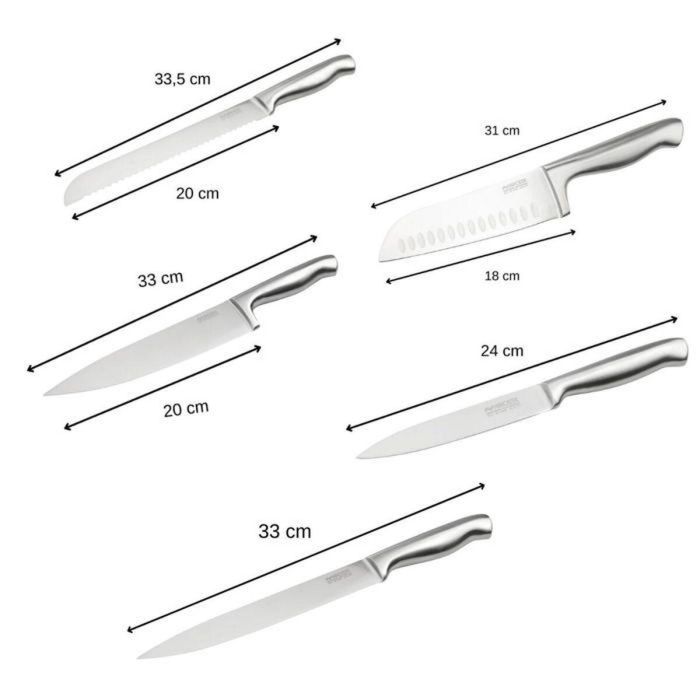 Nirosta FAC3176239998085 - Juego de 5 Cuchillos de Cocina Profesionales de Acero Inoxidable (24-33,5 cm) 4