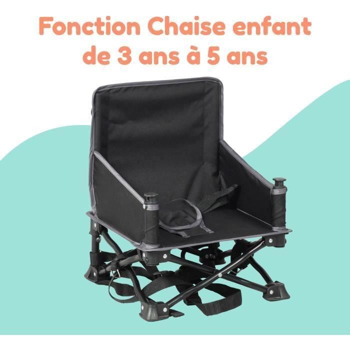 Bambisol Elevador de Bebé Portátil Convertible en Silla Infantil Plegable Compacto con Bandeja Extraíble y Bolsa de Transporte, 6-36 Meses 3