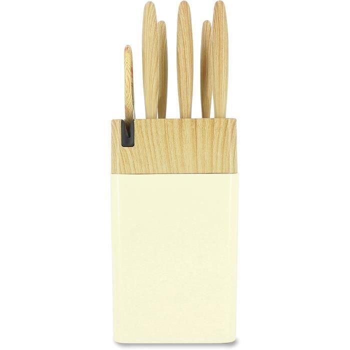 Bloque de cuchillos de 6 piezas - MENASTYL - 5041063 - Hoja de cerámica - Polipropileno - Crema 2 Bloque de cuchillos de 6 piezas - MENASTYL - 5041063 - Hoja de cerámica - Polipropileno - Crema 2