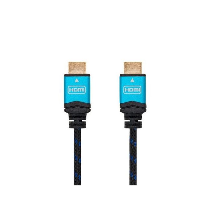 NANO CABLE 10.15.3702 Cable HDMI V2.0 Macho-Macho 2m 4K Negro Nylon Alta Velocidad 18 Gbps 1