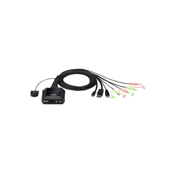 ATEN Switch KVM en formato cable híbrido DisplayPort de 2 puertos USB-C