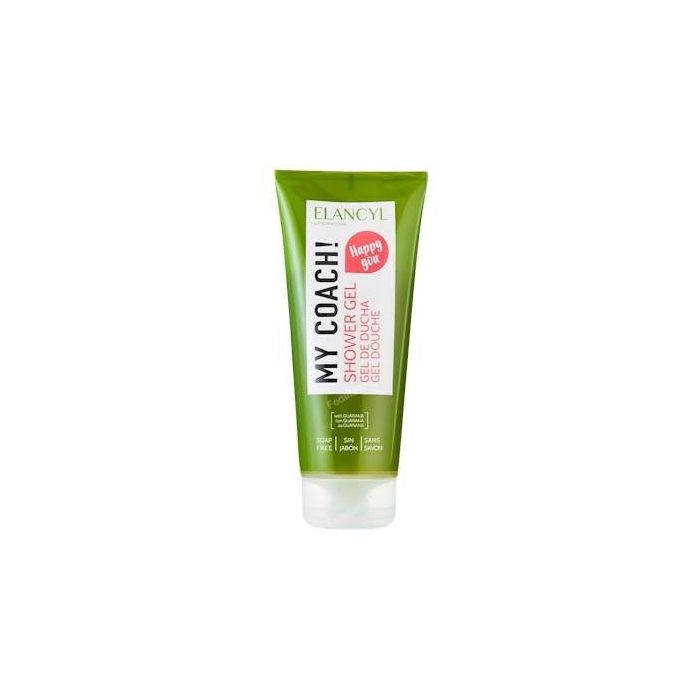 Elancyl MY COACH! Gel de Ducha Revitalizante con Guaraná y Hiedra, Base Limpiadora Suave Sin Jabón, Sin Irritar la Piel, 200 ml