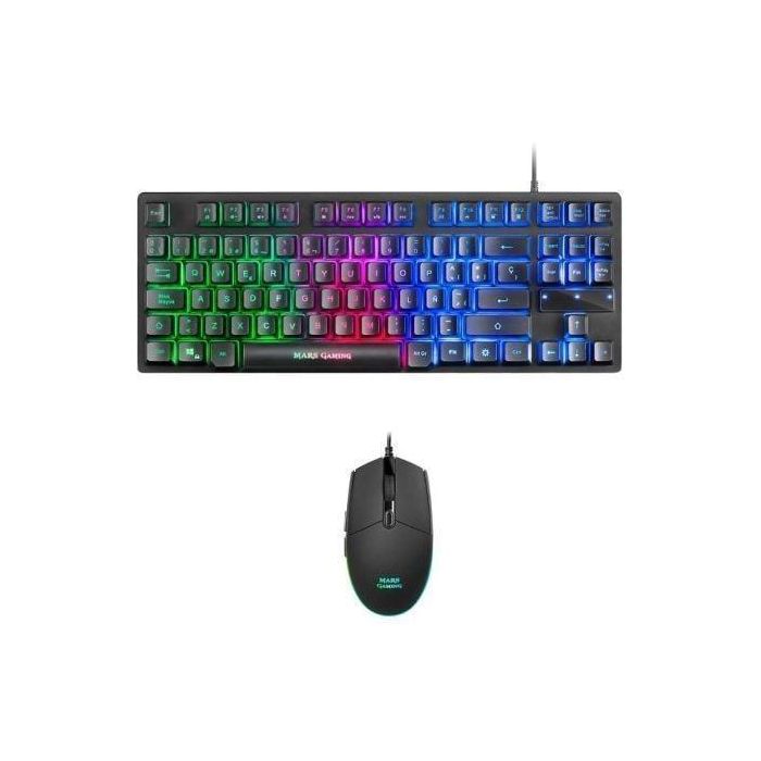 Mars Gaming MCPTKLES Pack Gaming: Teclado TKL H-Mech RGB y Ratón Óptico 3200 DPI - Compatibilidad Universal PC/Consola