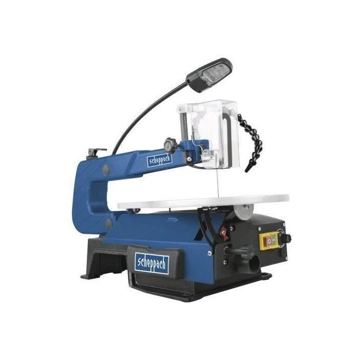 Scheppach SD1600V Sierra de Desplazamiento de Velocidad Variable 120W, Corte 50/406mm, Mesa Inclinable 0-45°, Iluminación LED 2