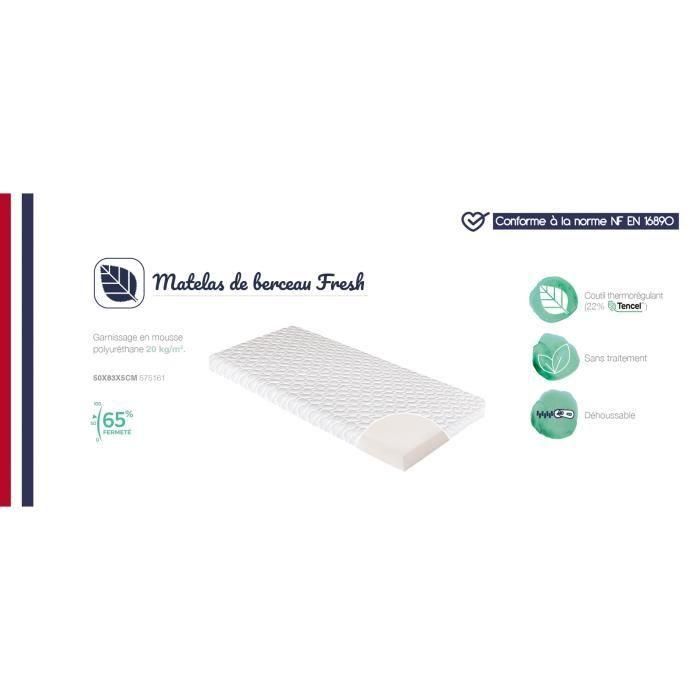 Candide Colchón para Cuna Fresh de Espuma con Funda Tencel® Transpirable, Termorregulador y Extraíble 50x83 cm 4 Candide Colchón para Cuna Fresh de Espuma con Funda Tencel® Transpirable, Termorregulador y Extraíble 50x83 cm 4