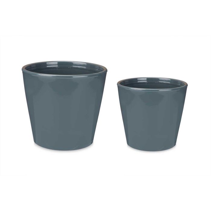 Set 2 Macetas Cónicas Cerámica Antracita 22 y 28 cm - Ibergarden 1 Set 2 Macetas Cónicas Cerámica Antracita 22 y 28 cm - Ibergarden 1