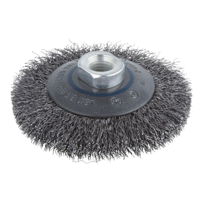 Wolfcraft Cepillo cónico de alambre de acero, rosca M14, Ø100 x 15 mm, velocidad máxima 12.500 rpm Wolfcraft Cepillo cónico de alambre de acero, rosca M14, Ø100 x 15 mm, velocidad máxima 12.500 rpm