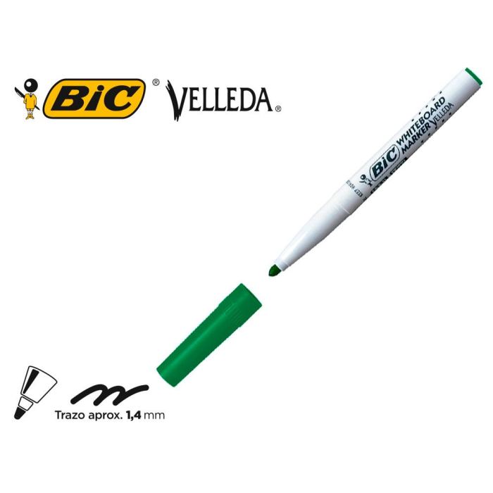 Rotulador Bic Velleda Para Pizarra Verde Punta Redonda 1,4 mm 12 unidades 4