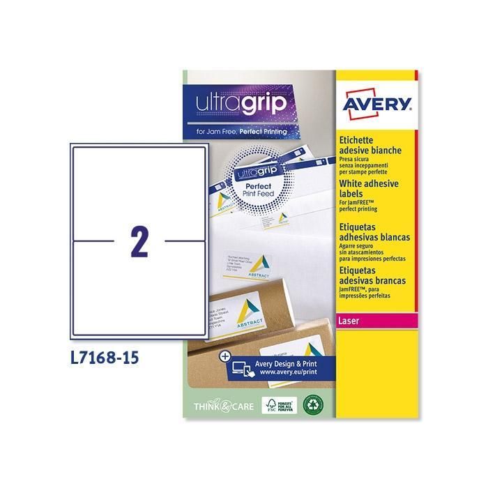 Avery Etiquetas Adhesivas Para Envíos 199,6x143,5 mm Láser 2 X 15H 100% Reciclado Blanco Avery Etiquetas Adhesivas Para Envíos 199,6x143,5 mm Láser 2 X 15H 100% Reciclado Blanco