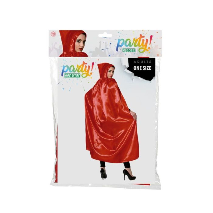Capa Larga de Satén Roja con Capucha 140 cm para Disfraces de Caperucita, Princesas Medievales o Brujas - Accesorio para Adultos 1 Capa Larga de Satén Roja con Capucha 140 cm para Disfraces de Caperucita, Princesas Medievales o Brujas - Accesorio para Adultos 1