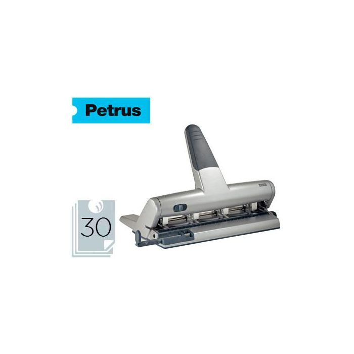 Taladrador Petrus 514 Metalico Color Plata 4 Punzones Moviles Capacidad 30 Hojas