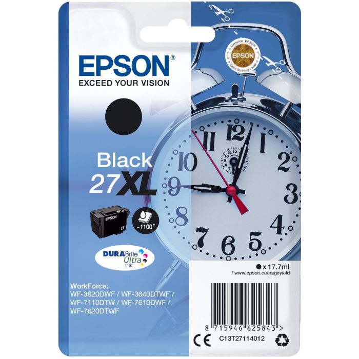 Epson C13T27114012 #27 XL Cartucho de Tinta Original DURABrite Ultra Negro, 17.7ml, 1100 páginas 0 Epson C13T27114012 #27 XL Cartucho de Tinta Original DURABrite Ultra Negro, 17.7ml, 1100 páginas 0