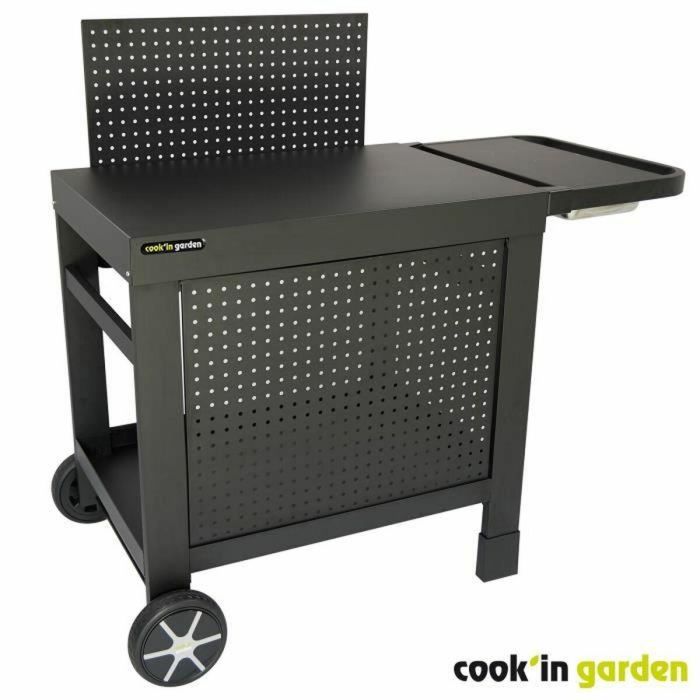 Cook'In Garden AUC3326880017806 Carro REVA 110 PREMIUM 100% metal, Superficie 108x55 cm, con estante, faldón y salpicadero