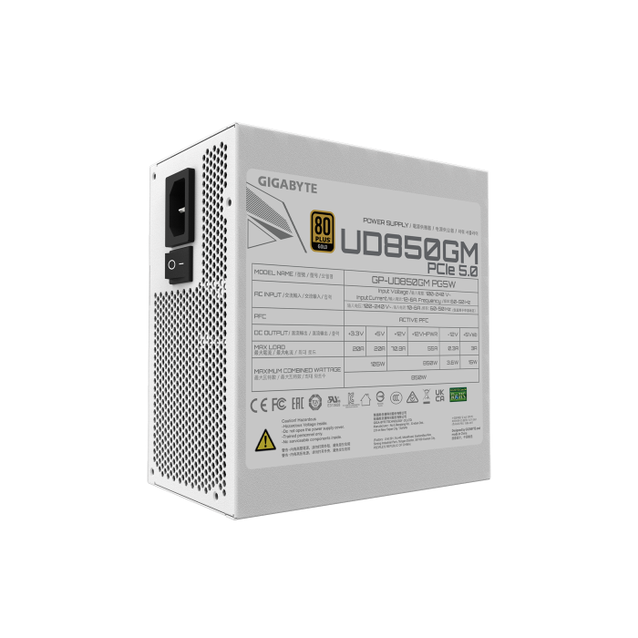 GIGABYTE UD850GM PG5W Fuente de Alimentación ATX 850W 80 PLUS Gold Totalmente Modular Negra para PC 1 GIGABYTE UD850GM PG5W Fuente de Alimentación ATX 850W 80 PLUS Gold Totalmente Modular Negra para PC 1