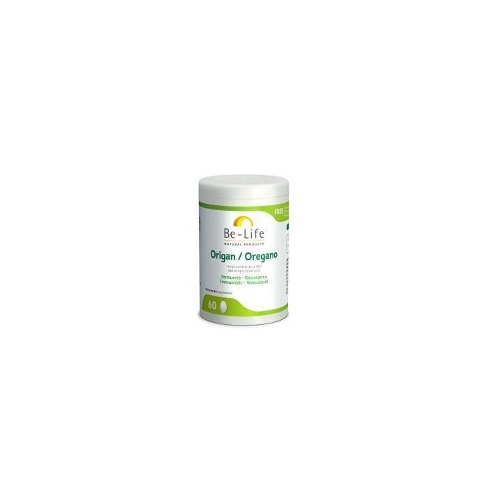BE-LIFE Aceite Esencial de Orégano Bio 60 Cápsulas Oleoaromáticas (Carvacrol ± 47%) - Apoyo Inmunitario y Antibacteriano
