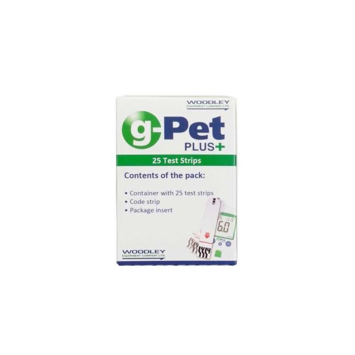 G-Pet Plus Tiras de Glucosa para Glucometro Veterinario, 25 Unidades