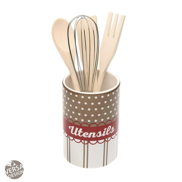Bote para Utensilios de Cocina Versa Cerámica 10 x 15 x 10 cm Bote para Utensilios de Cocina Versa Cerámica 10 x 15 x 10 cm