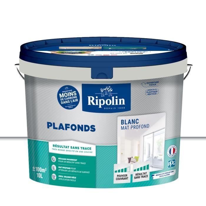 Pintura para techo - Blanco mate - Sin rastro - RIPOLIN - 10L 1 Pintura para techo - Blanco mate - Sin rastro - RIPOLIN - 10L 1