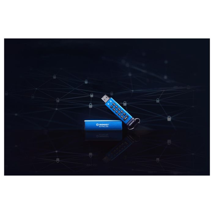 Kingston IronKey Keypad 200 128GB USB 3.2 Gen 1, 145 MB/s, Unidad Flash Cifrada con Teclado Integrado, Azul 4