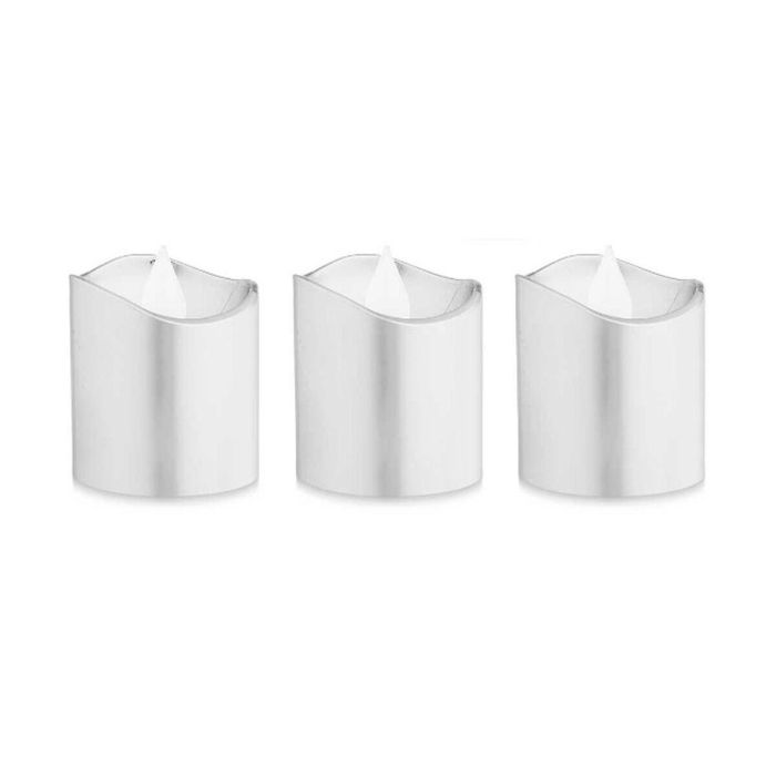 Set de Velas LED Plateado 3,7 x 3,7 x 5 cm (12 Unidades) 1