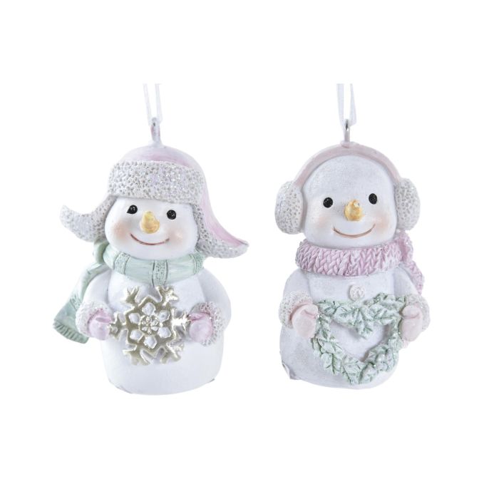 DKD Home Decor Decoración Colgante Navidad Fantasía Muñeco de Nieve Resina Blanco Rosa Verde 3.5x6x5.5cm (Set 12 Unidades) 1 DKD Home Decor Decoración Colgante Navidad Fantasía Muñeco de Nieve Resina Blanco Rosa Verde 3.5x6x5.5cm (Set 12 Unidades) 1