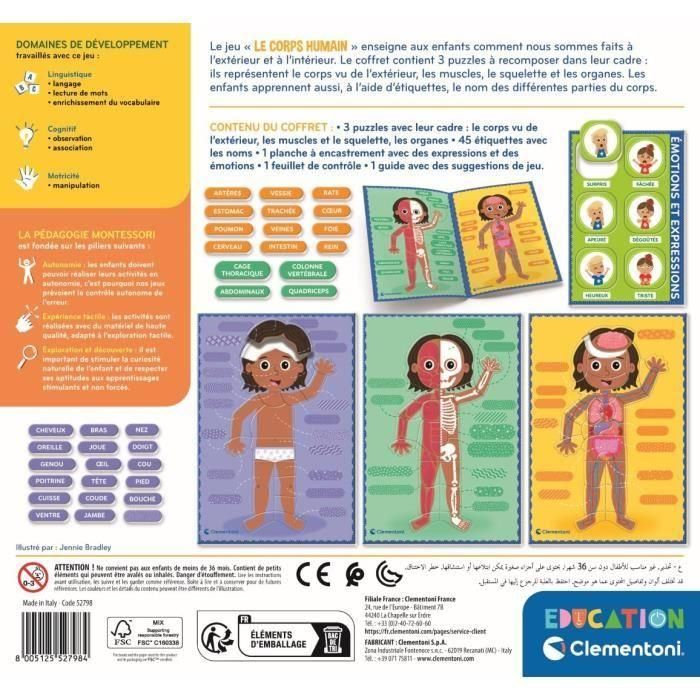 Montessori - Clementoni - El Cuerpo Humano - Juego educativo para aprender cómo está hecho el cuerpo por dentro y por fuera - D 5 Montessori - Clementoni - El Cuerpo Humano - Juego educativo para aprender cómo está hecho el cuerpo por dentro y por fuera - D 5