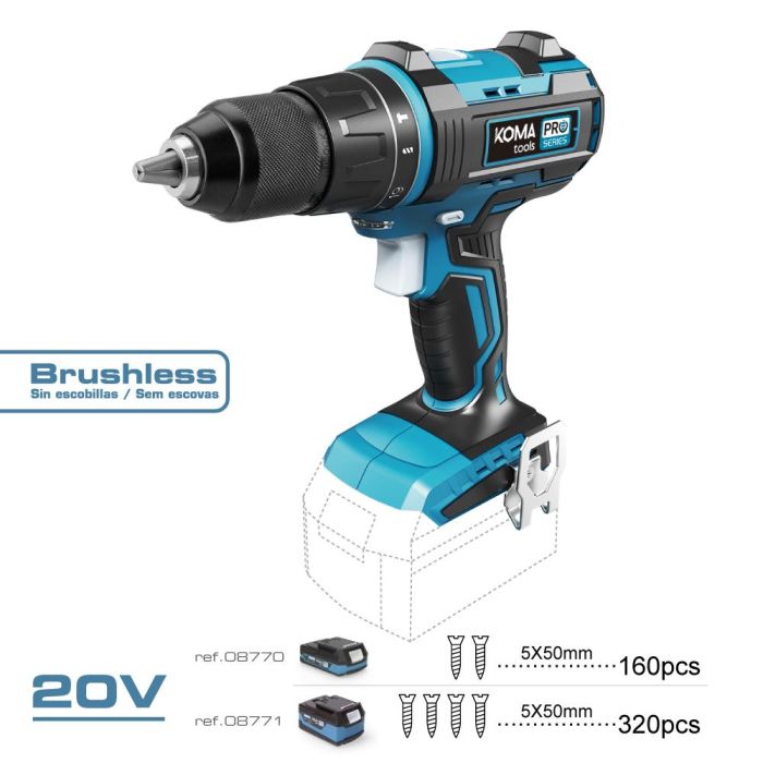 Taladro percutor/atornillador 20 v brushless (sin batería ni cargador) portabrocas ø13mm 22x25cm 1 Taladro percutor/atornillador 20 v brushless (sin batería ni cargador) portabrocas ø13mm 22x25cm 1