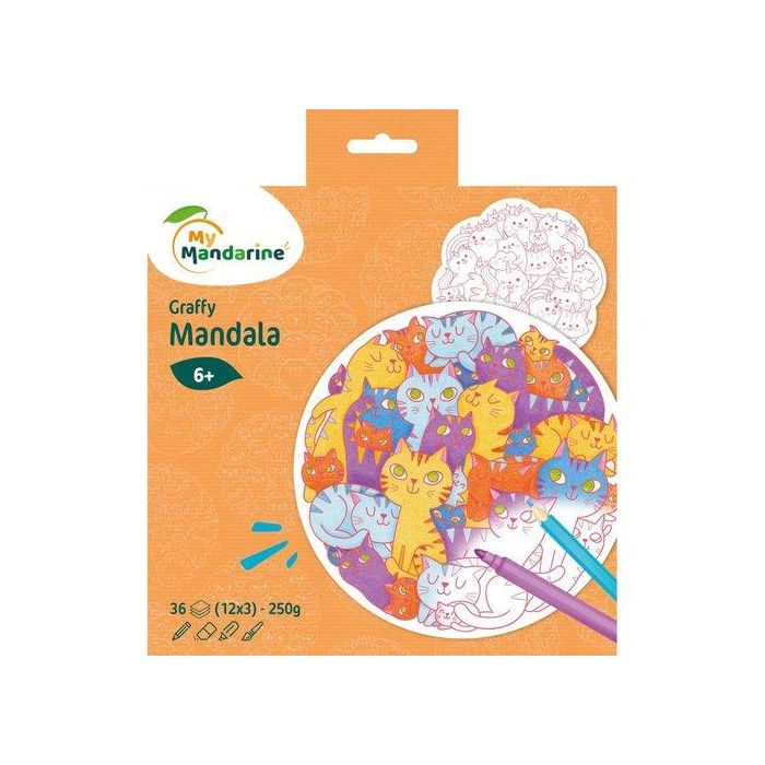 Libro De Colorear Avenue Mandarine Mandala Gatos 160G 36H