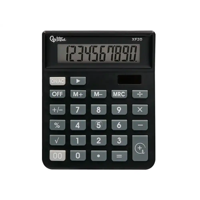 Liderpapel xf20 Calculadora Sobremesa 10 Dígitos Solar y Pilas Color Negro 127x105x24 mm 2
